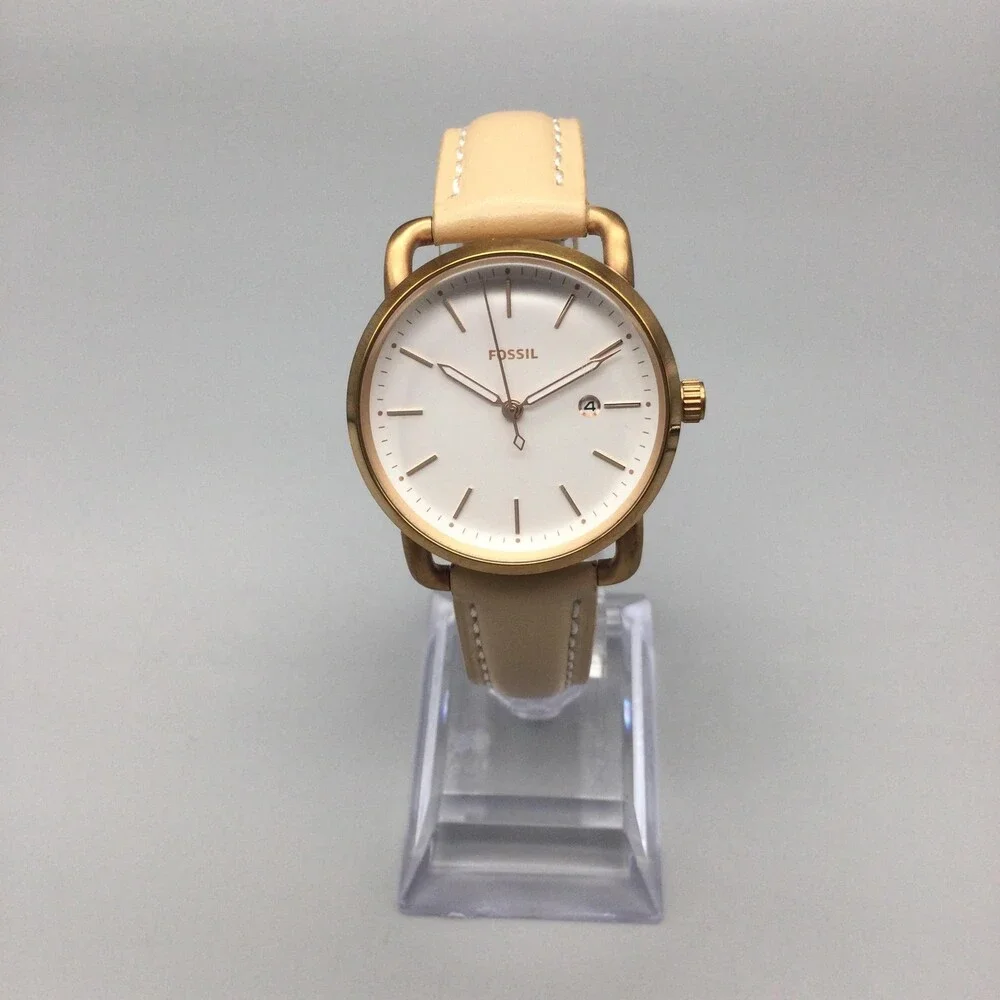Fossil Commuter Womens Watch 42mm Date Brown Leather ES4335 New Battery